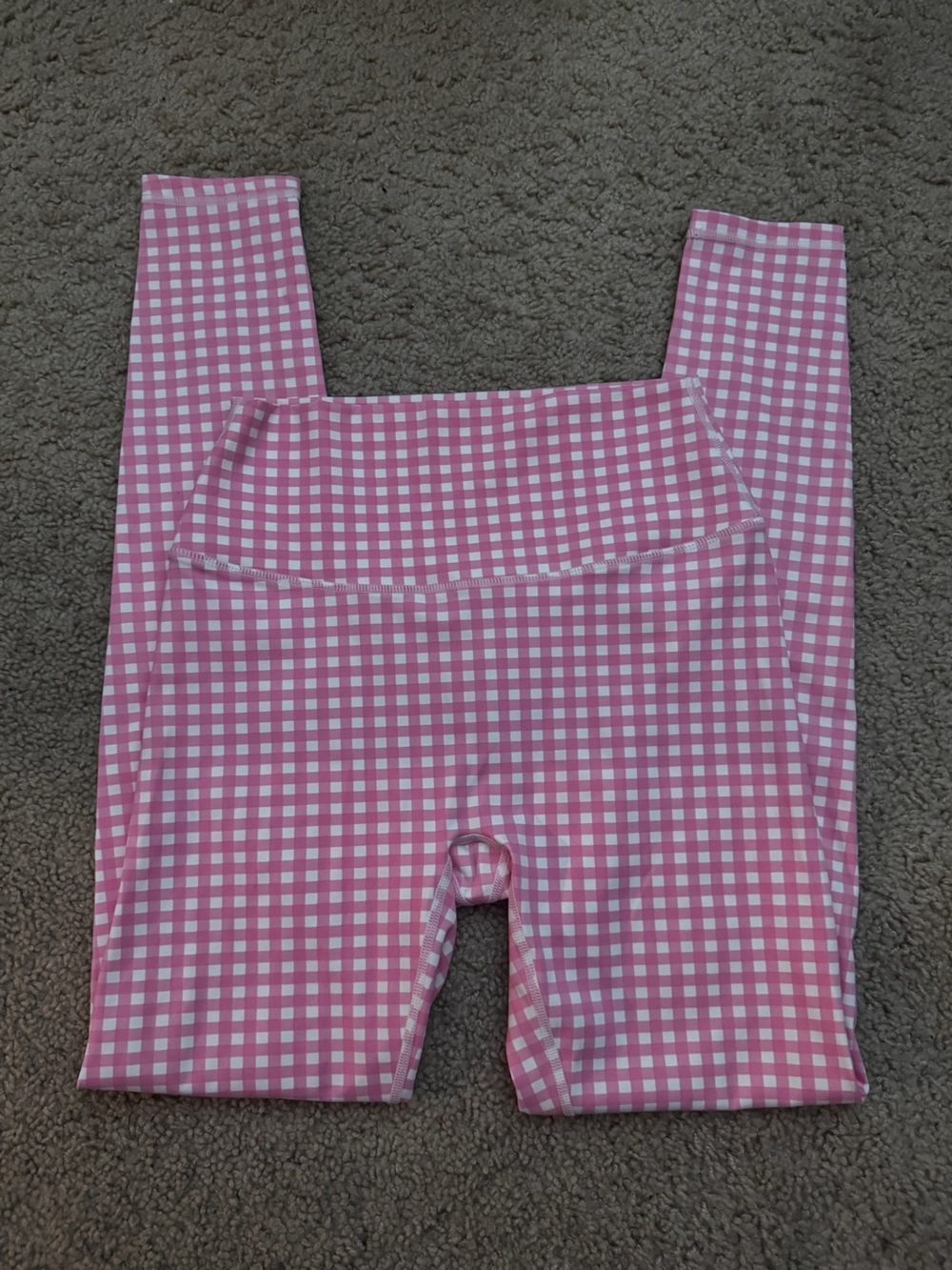 High Waist Pink Gingham Leggings